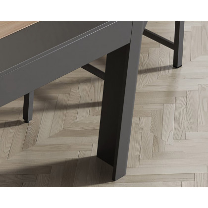 HMR 70.9" Farmhouse Extendable Dining Table with Storage Sideboard Seats 4-6 People - Walnut & Gray