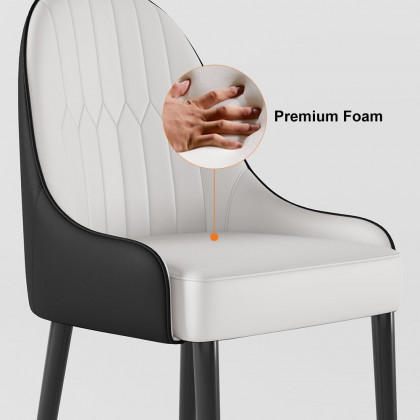 HMR Darg Series Modern PU Leather Upholstery Dining Chairs - White/Black, Set of 8