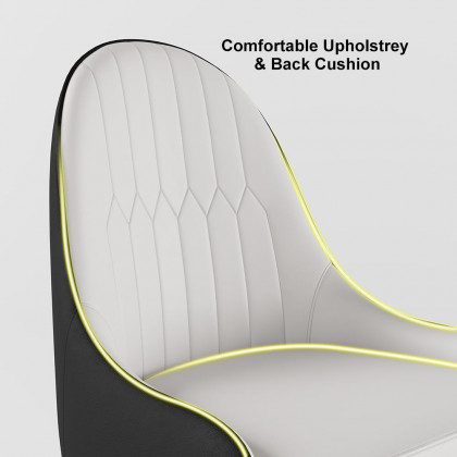 HMR Darg Series Modern PU Leather Upholstery Dining Chairs - White/Black, Set of 8