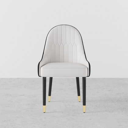 HMR Darg Series Modern PU Leather Upholstery Dining Chairs - White/Black, Set of 8