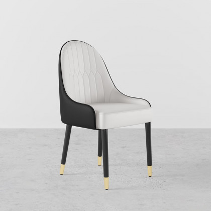 HMR Darg Series Modern PU Leather Upholstery Dining Chairs - White/Black, Set of 8