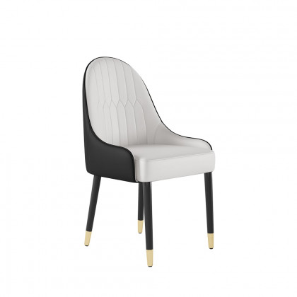 HMR Darg Series Modern PU Leather Upholstery Dining Chairs - White/Black, Set of 8