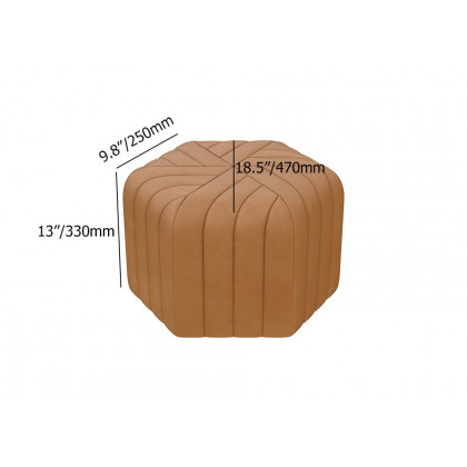 HMR Wide Hexagonal Pouf Ottoman - Brown, Velvet