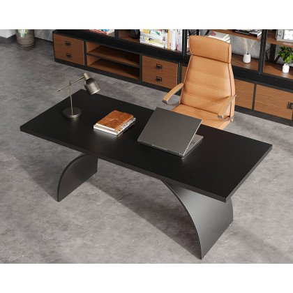 HMR Modern Rectangular Writing Desk & Office Desk Chair Set High Back - Black, 70.9"L x 31.5"W x 29.5"H