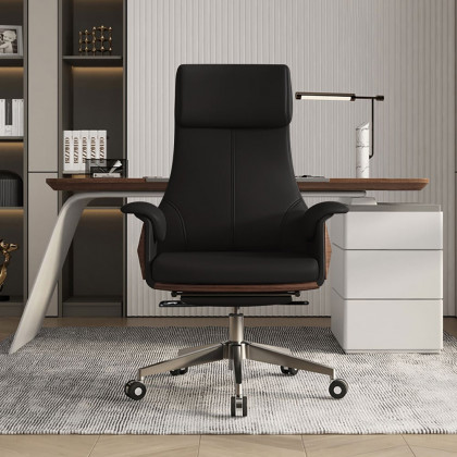 HMR Modern Rectangular Writing Desk & Office Desk Chair Set High Back - Black, 70.9"L x 31.5"W x 29.5"H