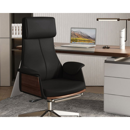 HMR Modern Rectangular Writing Desk & Office Desk Chair Set High Back - Black, 70.9"L x 31.5"W x 29.5"H