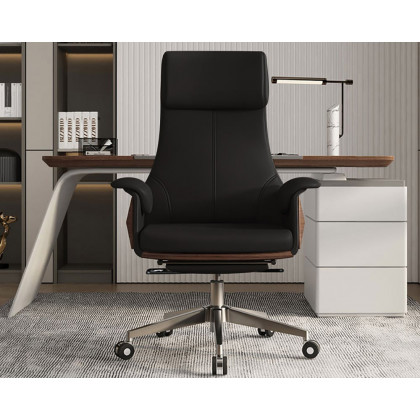 HMR Modern Rectangular Writing Desk & Office Desk Chair Set High Back - Black, 70.9"L x 31.5"W x 29.5"H