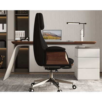 HMR Modern Rectangular Writing Desk & Office Desk Chair Set High Back - Black, 70.9"L x 31.5"W x 29.5"H
