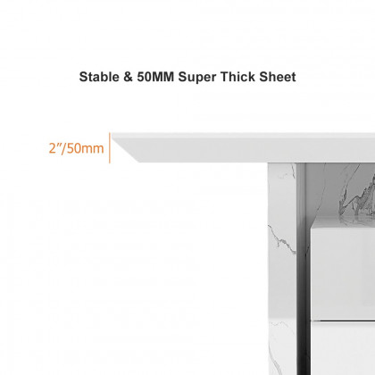 HMR Modern Home Office Desk with Movable File Cabinet - White, 70.9"