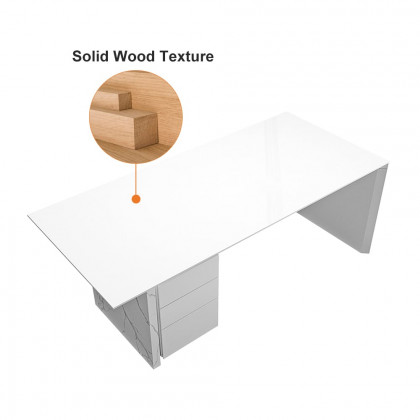 HMR Modern Home Office Desk with Movable File Cabinet - White, 70.9"
