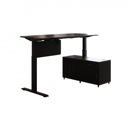 HMR Modern L Shaped Adjustable Electric Standing Executive Desk - Black, Right Hand