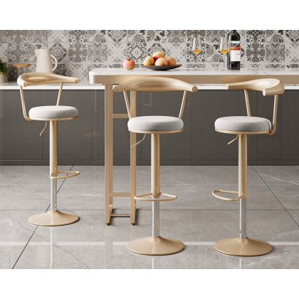 HMR Modern Adjustable Swivel Bar Stools with Velvet Upholstery (Set of 2) - Gray
