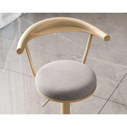 HMR Modern Adjustable Swivel Bar Stools with Velvet Upholstery (Set of 2) - Gray