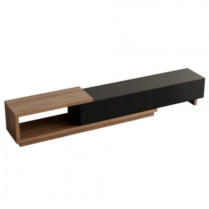 HMR Quoint Extendable TV Stand & Coffee Table Set - Black & Walnut, 1790mm-2550mm