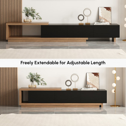 HMR Quoint Extendable TV Stand & Coffee Table Set - Black & Walnut, 1790mm-2550mm