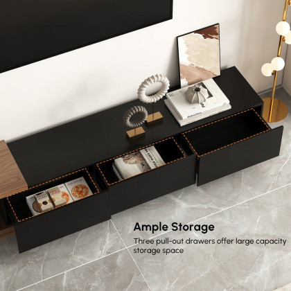 HMR Quoint Extendable TV Stand & Coffee Table Set - Black & Walnut, 1790mm-2550mm