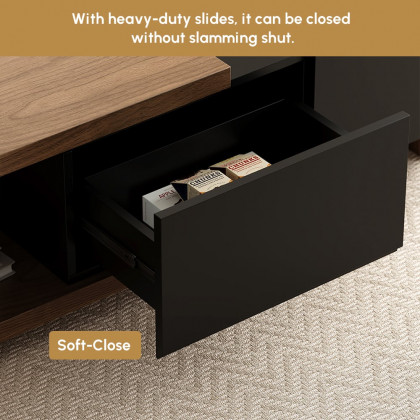 HMR Quoint Extendable TV Stand & Coffee Table Set - Black & Walnut, 1790mm-2550mm