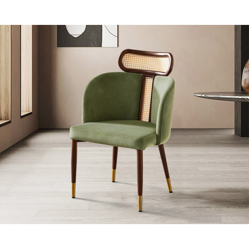HMR - Mid-Century Modern Dining Chairs with Velvet Upholstery (Set of 2)