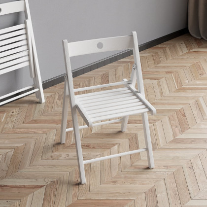 HMR Dining Set 70.9" Farmhouse Rectangle Folding Storage Dining Table With 4 Chairs - White