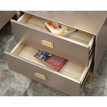 HMR Modern 2-Drawer Nightstand (Set of 2) - Champagne/Gold
