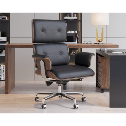 HMR Modern L-Shape Executive Desk & Office Chair Set - Black, 70.9"L x 70.9"W x 29.5"H, Right Hand