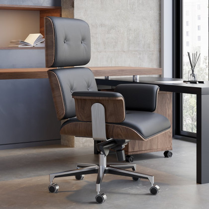 HMR Modern L-Shape Executive Desk & Office Chair Set - Black, 70.9"L x 70.9"W x 29.5"H, Right Hand