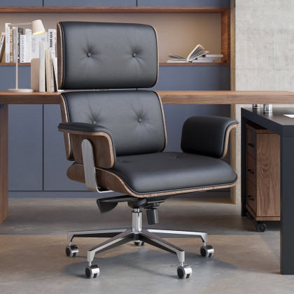 HMR Modern L-Shape Executive Desk & Office Chair Set - Black, 70.9"L x 70.9"W x 29.5"H, Right Hand