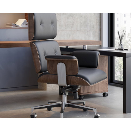 HMR Modern L-Shape Executive Desk & Office Chair Set - Black, 70.9"L x 70.9"W x 29.5"H, Right Hand