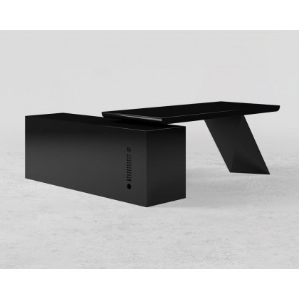 HMR Modern L-Shape Executive Desk & Office Chair Set - Black, 70.9"L x 70.9"W x 29.5"H, Right Hand