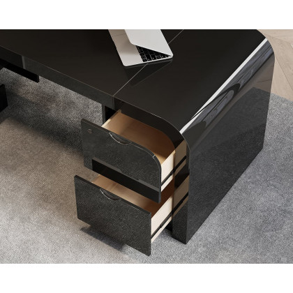 HMR Chicent L-shaped Modern Executive Desk with Ample Storage - Black, 70.9"L x 63.0"W x 29.9"H, Left Hand
