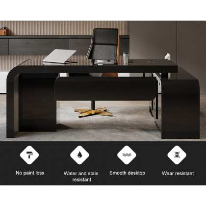 HMR Chicent L-shaped Modern Executive Desk with Ample Storage - Black, 70.9"L x 63.0"W x 29.9"H, Left Hand