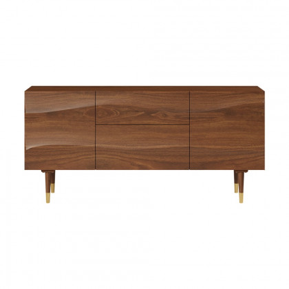 HMR - Lake 71" Walnut Sideboard Credenza with Storage Buffet Kitchen Cabinet Wavy Mid-Century
