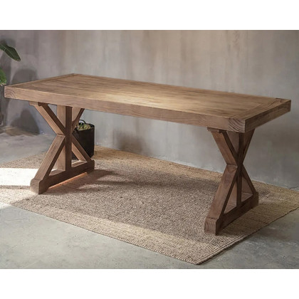 HMR Rustic Farmhouse Wooden Office Desk & Industrial Swivel Office Chair Set - Natural, 47.2"L x 23.6"W x 29.5"H