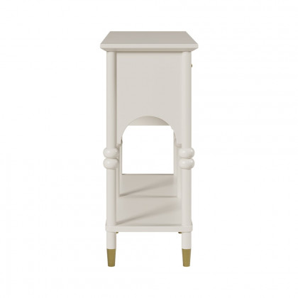 HMR - 39.4" Modern Farmhouse Console Table Wooden White Entryway Table with 2 Drawers & Shlef