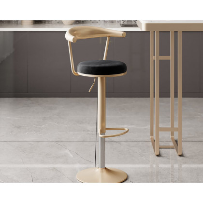 HMR Modern Adjustable Swivel Bar Stools with Velvet Upholstery (Set of 2) - Black