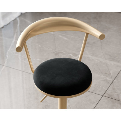 HMR Modern Adjustable Swivel Bar Stools with Velvet Upholstery (Set of 2) - Black