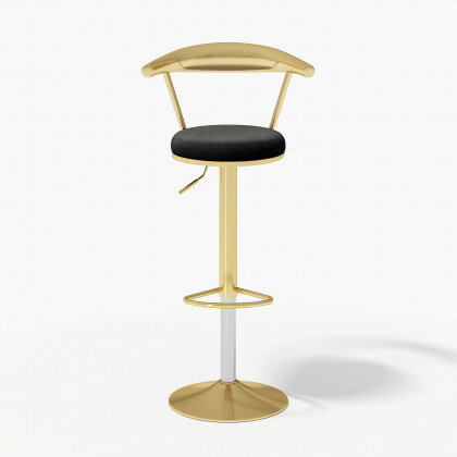 HMR Modern Adjustable Swivel Bar Stools with Velvet Upholstery (Set of 2) - Black