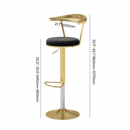 HMR Modern Adjustable Swivel Bar Stools with Velvet Upholstery (Set of 2) - Black