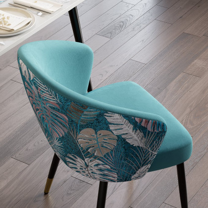 HMR Modern Dining Chairs with Velvet Upholstery - Greenish Blue, 2-Pieces
