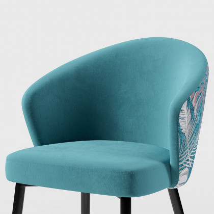 HMR Modern Dining Chairs with Velvet Upholstery - Greenish Blue, 2-Pieces