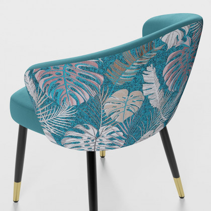 HMR Modern Dining Chairs with Velvet Upholstery - Greenish Blue, 2-Pieces