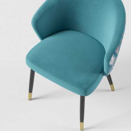 HMR Modern Dining Chairs with Velvet Upholstery - Greenish Blue, 2-Pieces