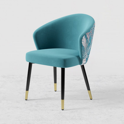 HMR Modern Dining Chairs with Velvet Upholstery - Greenish Blue, 2-Pieces