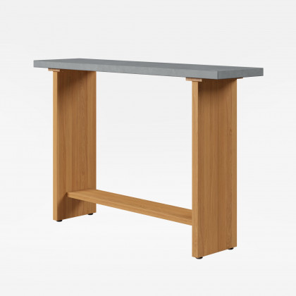 HMR - 55" Concrete Gray Bar Height Pub Table Kitchen Bar Table Solid Wood Natural Pedestal