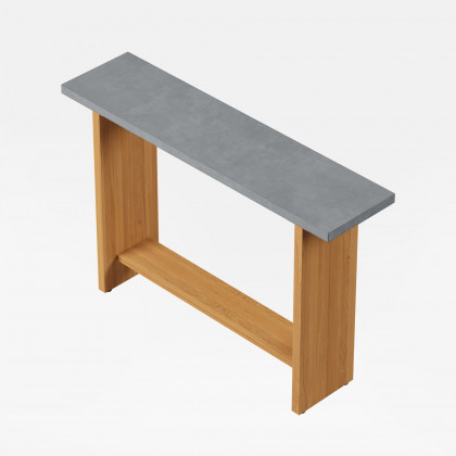 HMR - 55" Concrete Gray Bar Height Pub Table Kitchen Bar Table Solid Wood Natural Pedestal