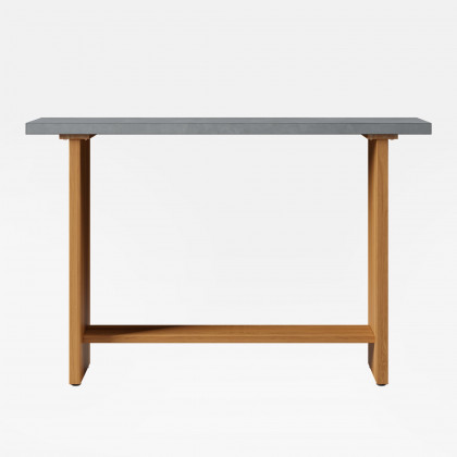 HMR - 55" Concrete Gray Bar Height Pub Table Kitchen Bar Table Solid Wood Natural Pedestal