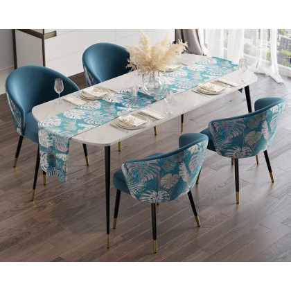 HMR Modern Dining Chairs with Velvet Upholstery - Blue, 8-Pieces