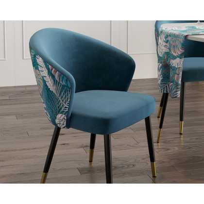 HMR Modern Dining Chairs with Velvet Upholstery - Blue, 8-Pieces