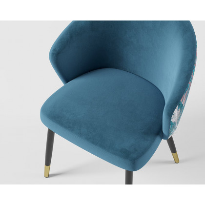 HMR Modern Dining Chairs with Velvet Upholstery - Blue, 8-Pieces