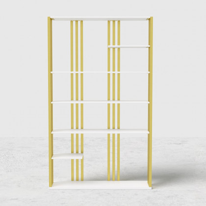 HMR Modern Etagere Bookshelf with 6-Shelf - White/Gold